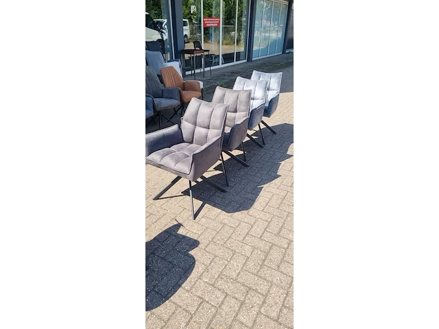 4x eetkamerstoel, zazuhome, "dynasty", blauw en antraciet - afbeelding 1 van  4