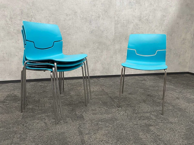 4x gaber slot - nestelbare kantinestoel - blauw - afbeelding 1 van  7