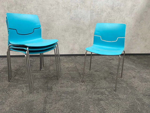 4x gaber slot - nestelbare kantinestoel - blauw - afbeelding 5 van  7