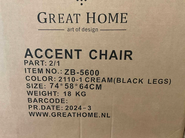 (4x) great home accent zb-5600 - schelpstoel - crème/zwarte poot - afbeelding 7 van  7