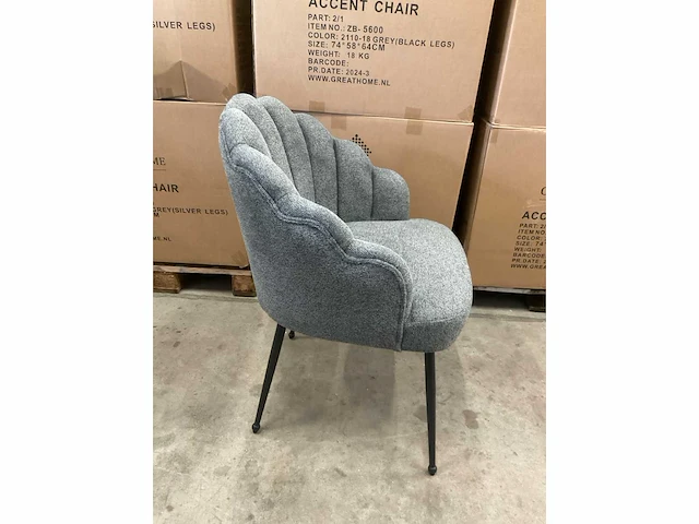 (4x) great home accent zb-5600 - schelpstoel - donkergrijs/zwarte poot - afbeelding 4 van  7