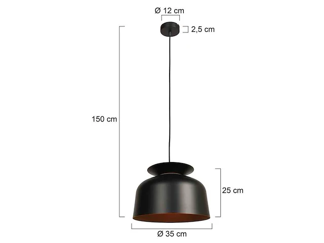 4x hanglamp skandina zwart met gouden binnenkant, steinhauer lighting, 3684zw, zwart goud, 2025 - afbeelding 3 van  9
