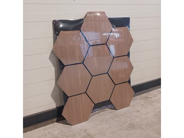 4x hexagon wandpaneel akoestisch, walnut, 2025 - afbeelding 1 van  5