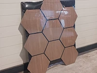 4x hexagon wandpaneel akoestisch, walnut, 2025 - afbeelding 1 van  5