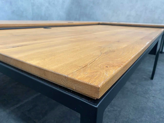 4x instelbaar industrieel bureau 180x90 - massief houten blad - afbeelding 2 van  21