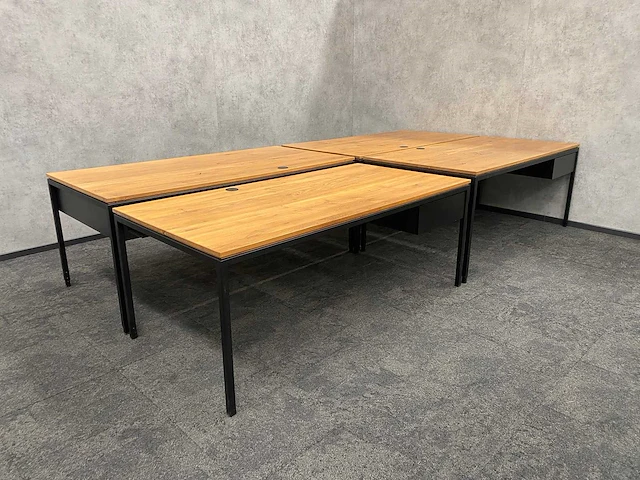 4x instelbaar industrieel bureau 180x90 - massief houten blad - afbeelding 3 van  21