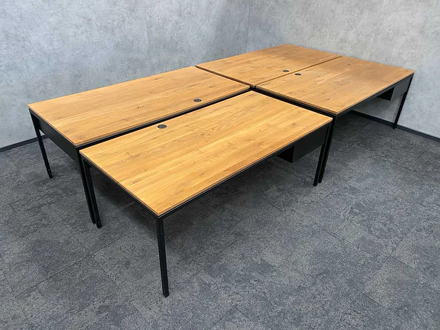 4x instelbaar industrieel bureau 180x90 - massief houten blad - afbeelding 4 van  21