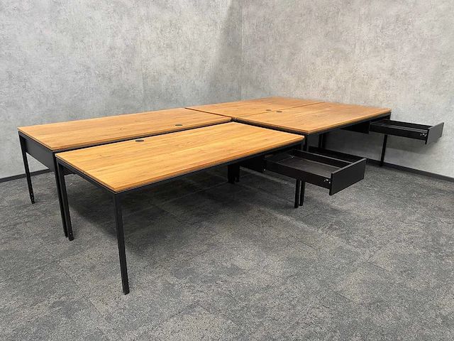 4x instelbaar industrieel bureau 180x90 - massief houten blad - afbeelding 5 van  21
