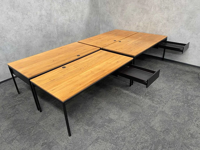 4x instelbaar industrieel bureau 180x90 - massief houten blad - afbeelding 6 van  21