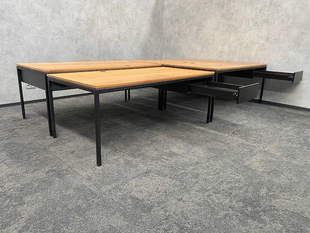 4x instelbaar industrieel bureau 180x90 - massief houten blad - afbeelding 7 van  21