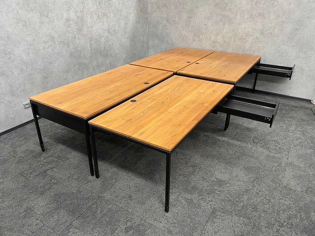 4x instelbaar industrieel bureau 180x90 - massief houten blad - afbeelding 12 van  21