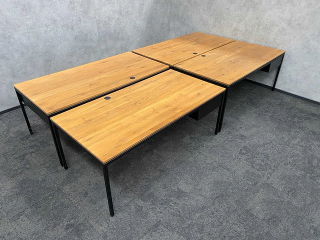 4x instelbaar industrieel bureau 180x90 - massief houten blad - afbeelding 15 van  21