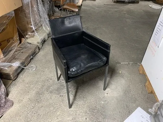 4x kff texas designstoel in zwart antiek leder met metalen poten m/a - afbeelding 1 van  2