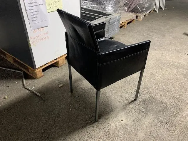 4x kff texas designstoel in zwart antiek leder met metalen poten m/a - afbeelding 2 van  2