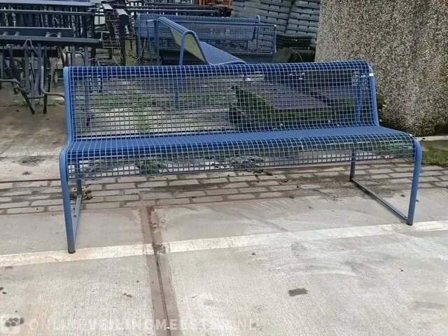4x metalen parkbank, blauw - afbeelding 2 van  4