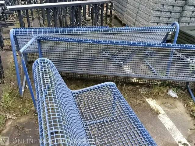 4x metalen parkbank, blauw - afbeelding 4 van  4