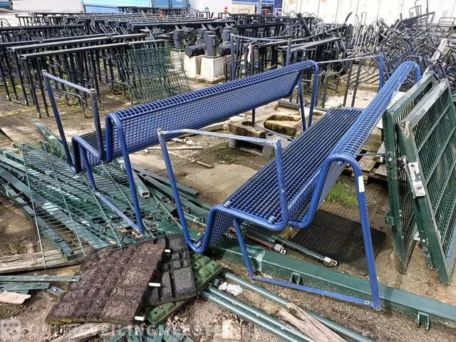 4x metalen parkbank, blauw - afbeelding 3 van  4
