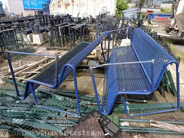 4x metalen parkbank, blauw - afbeelding 4 van  4
