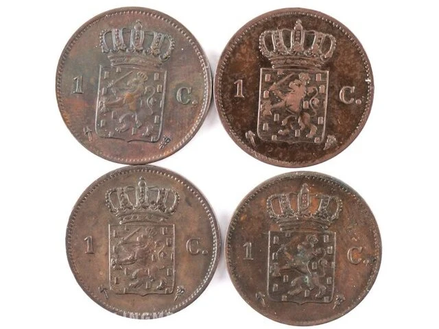 4x munten koning willem 1876, 1877 - afbeelding 2 van  2
