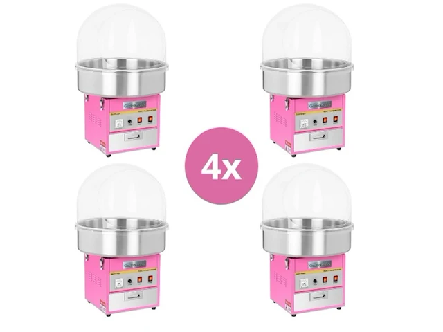 4x professionele horeca suikerspinmachine | incl. spatscherm cover | ø 52cm | nl handleiding, gastrologix., roze - afbeelding 1 van  8