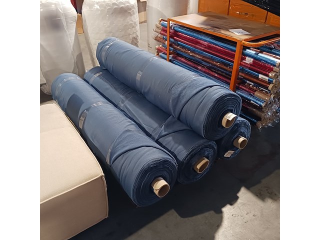 4x rol gordijnstof, robuuste velours, staalblauw - afbeelding 1 van  4