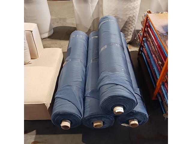 4x rol gordijnstof, robuuste velours, staalblauw - afbeelding 2 van  4