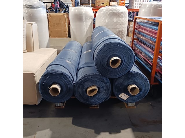 4x rol gordijnstof, robuuste velours, staalblauw - afbeelding 3 van  4