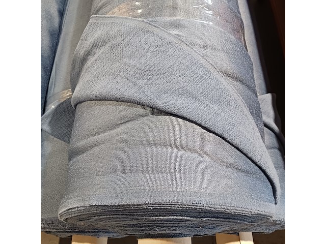 4x rol gordijnstof, robuuste velours, staalblauw - afbeelding 4 van  4