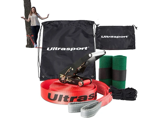 4x slackline-set met ratel en transporttas ultrasport - afbeelding 1 van  4