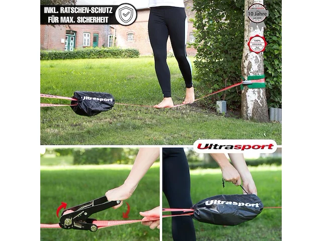 4x slackline-set met ratel en transporttas ultrasport - afbeelding 2 van  4