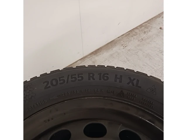 4x stalen velg met winterbanden voor vw, continental, wintercontact - 205/55 r 16 94h xl - afbeelding 6 van  9