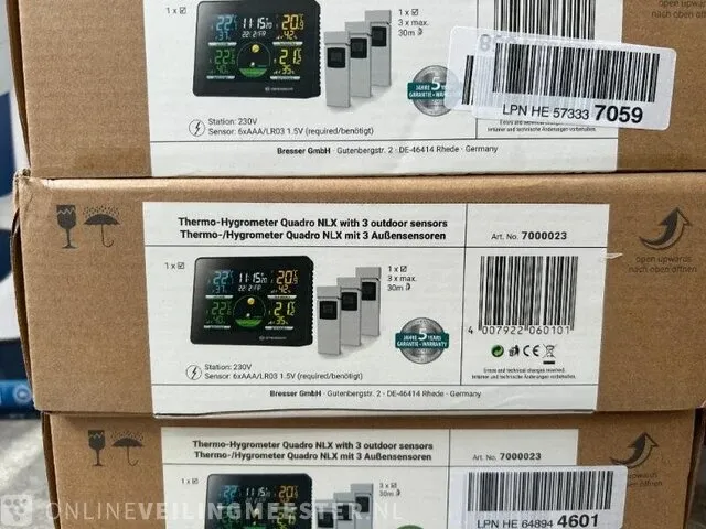 4x thermo-/hygrometer met 3 buitensensoren bresser, 7000023 thermo hygro quadro nlx - afbeelding 3 van  5