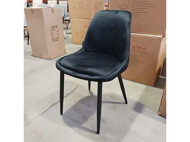 4x velvet eetkamer stoel, black, 2025 - afbeelding 1 van  4