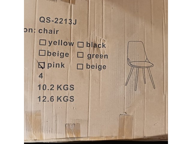 4x velvet eetkamerstoel, roze, 2025 - afbeelding 4 van  5