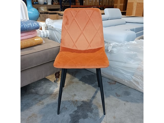 4x velvet stoel ruit bruin/oranje, 2025 - afbeelding 2 van  5