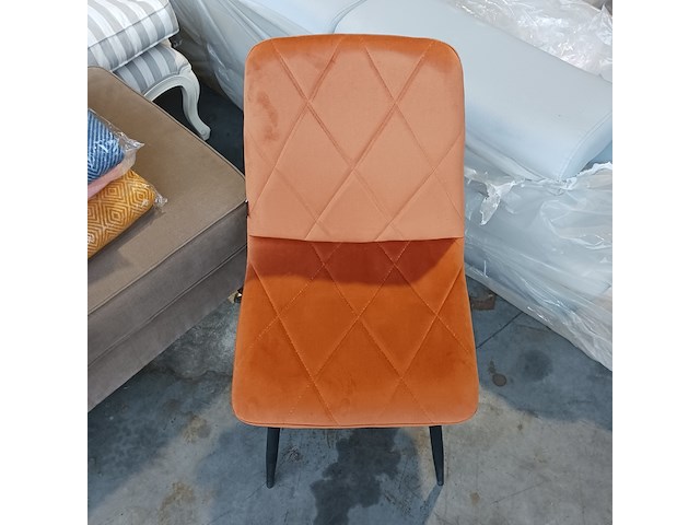 4x velvet stoel ruit bruin/oranje, 2025 - afbeelding 3 van  5