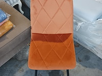 4x velvet stoel ruit bruin/oranje, 2025 - afbeelding 3 van  5