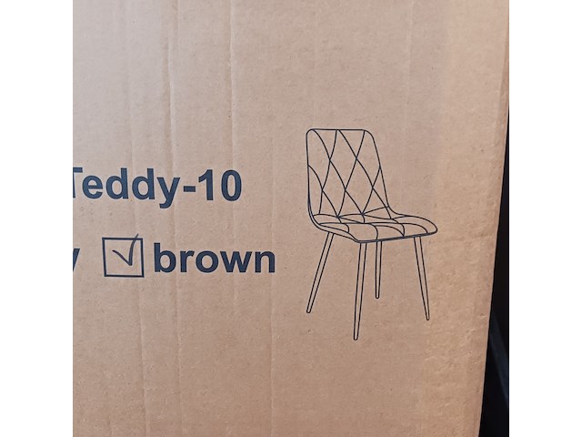 4x velvet stoel ruit bruin/oranje, 2025 - afbeelding 4 van  5