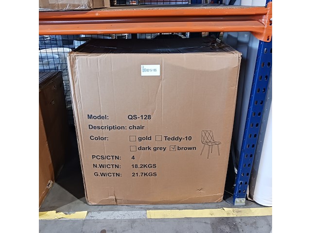 4x velvet stoel ruit bruin/oranje, 2025 - afbeelding 5 van  5