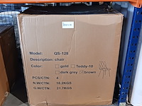 4x velvet stoel ruit bruin/oranje, 2025 - afbeelding 5 van  5