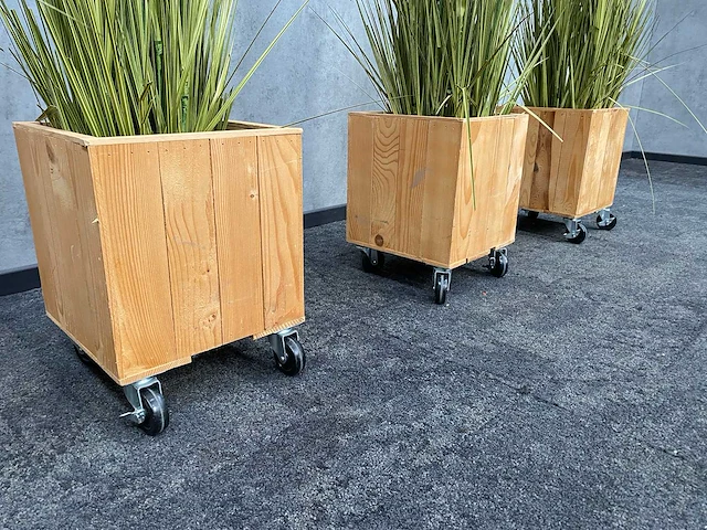 4x verrijdbaar kunstriet met pot h170 - afbeelding 4 van  6