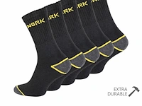 5-pack werksokken worker maat 43-46 zwart - afbeelding 1 van  3