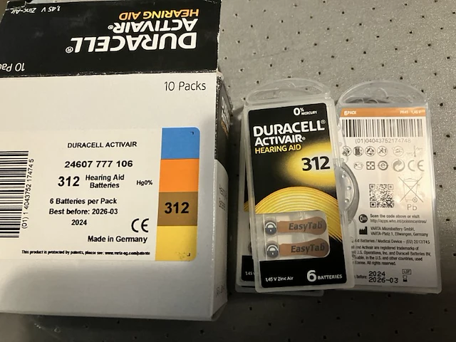 5 pakjes duracell gehoorapparaat batterijen met 6 stuks bruin - afbeelding 4 van  5