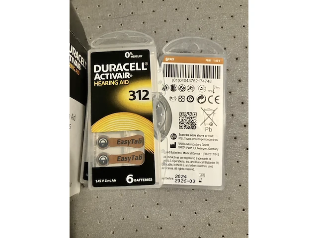 5 pakjes duracell gehoorapparaat batterijen met 6 stuks bruin - afbeelding 5 van  5