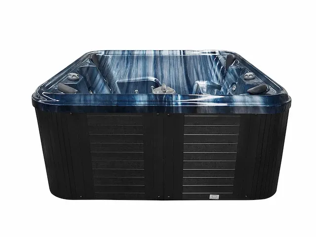 5 persoons outdoor spa 208x208 cm incl. 2 ligbedden - blauw bad / zwarte zijkant - afbeelding 2 van  6