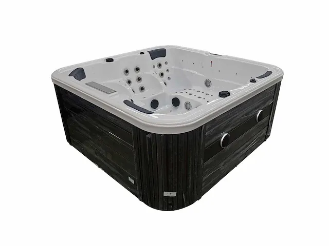 5 persoons outdoor spa 208x208 cm incl. 2 ligbedden - wit bad / zwarte zijkant - afbeelding 1 van  18