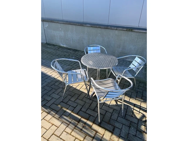 5 terrastafels met 20 stoelen, chroom - afbeelding 1 van  9