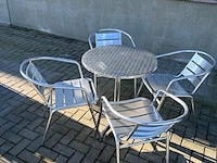 5 terrastafels met 20 stoelen, chroom - afbeelding 1 van  9