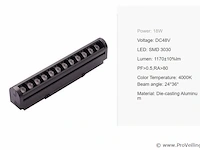 5 x alfa lineaire led-spot voor magnetische rail 48v – 18w – zwart. - afbeelding 5 van  5