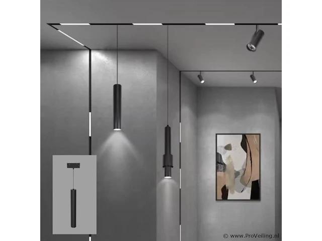 5 x hangende led-spot voor magnetische rail 48v – 20w – zwart. - afbeelding 1 van  4